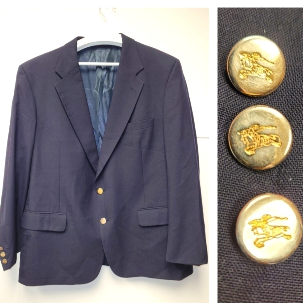 Burberry's Vintage Kensington Navy Gold Button Wool Sport Blazer Size XL‎ - XXL